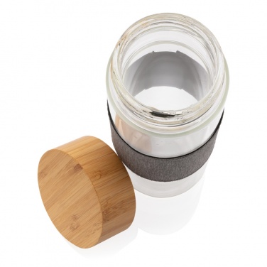 Logo trade promotional merchandise picture of: Impact borosilicate glass bottle with bamboo lid