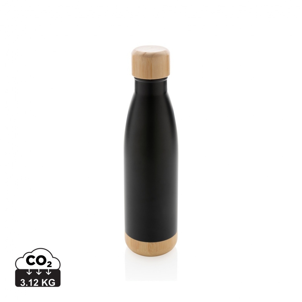 Logo trade promotional merchandise image of: Vacuum stainless steel bottle with bamboo lid and bottom