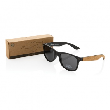 Logo trade promotional merchandise photo of: GRS recycled PC plastic sunglasses with cork