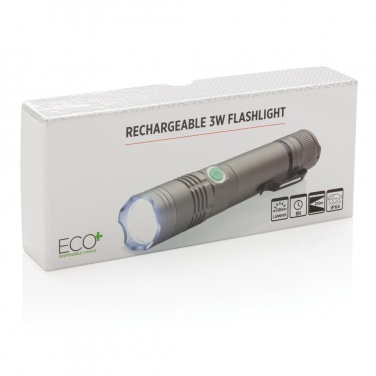 Logo trade promotional merchandise image of: Rechargeable 3W flashlight