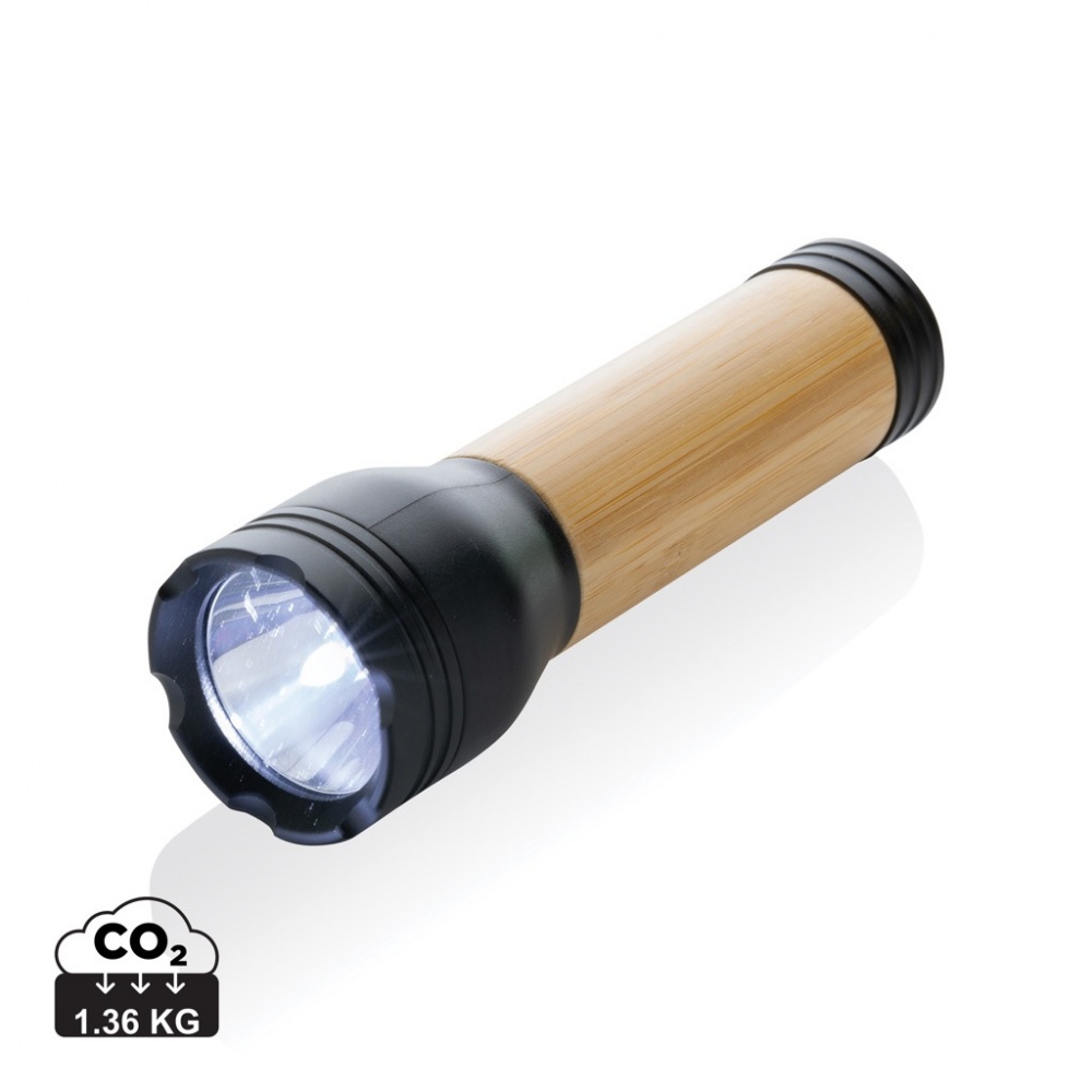 Logo trade business gifts image of: Lucid 3W RCS certified recycled plastic & bamboo torch