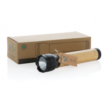 Logo trade promotional gift photo of: Lucid 5W RCS certified recycled plastic & bamboo torch