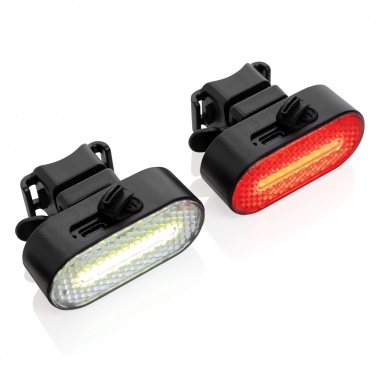 Logotrade corporate gift image of: Lumino RCS recycled plastic USB re-chargeable bike light set