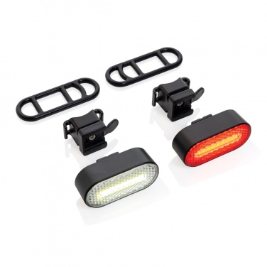 Logotrade promotional giveaway image of: Lumino RCS recycled plastic USB re-chargeable bike light set