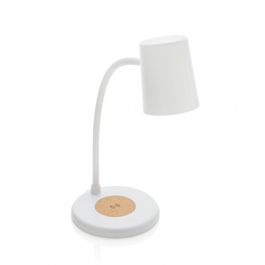 Logotrade promotional giveaway picture of: Zenara RCS recycled plastic and cork 15W wireless desk lamp