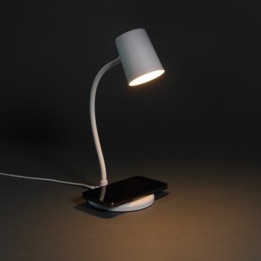Logo trade promotional products picture of: Zenara RCS recycled plastic and cork 15W wireless desk lamp