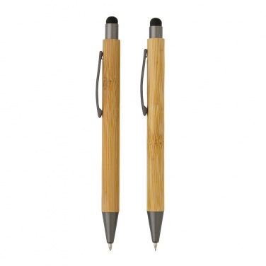 Logo trade promotional product photo of: Bamboo modern pen set in box