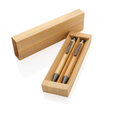 Logo trade advertising product photo of: Bamboo modern pen set in box