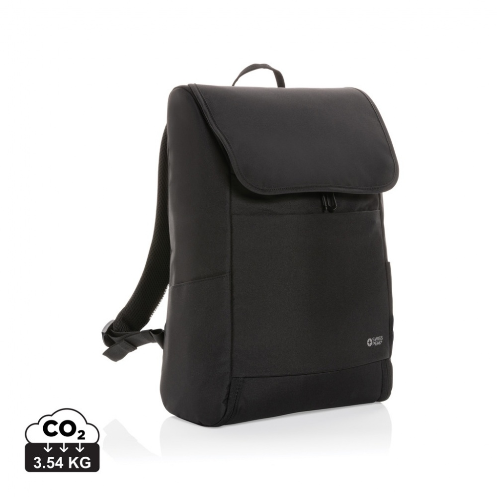 Logo trade promotional giveaways image of: Swiss Peak Fern AWARE™ RPET all over zipper 15.6" backpack