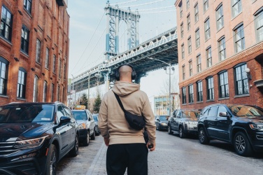 Logo trade advertising product photo of: Crescent AWARE™ RPET half moon sling bag