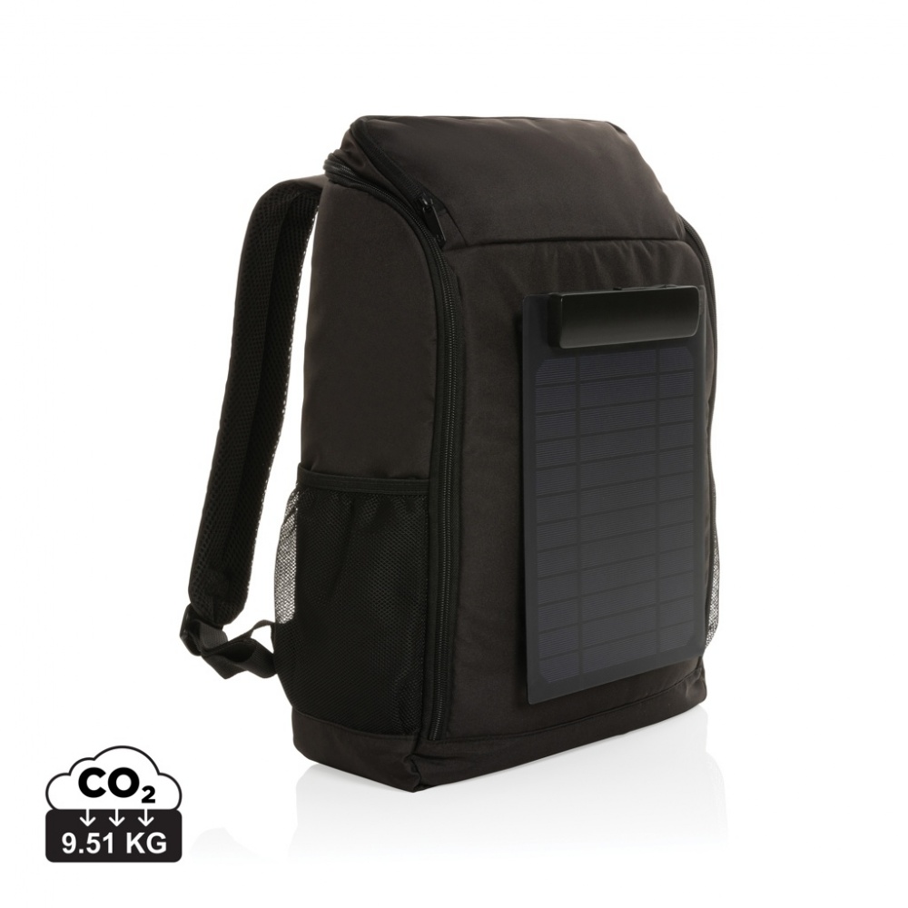 Logo trade advertising product photo of: Pedro AWARE™ RPET deluxe backpack with 5W solar panel