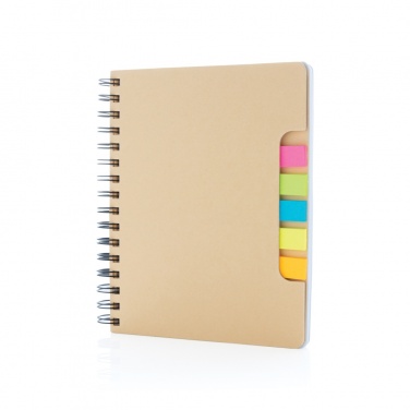 Logo trade promotional giveaway photo of: A5 Kraft spiral notebook with sticky notes