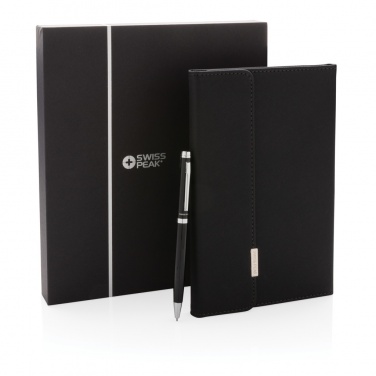 Logo trade corporate gifts picture of: Swiss Peak deluxe A5 notebook and pen set