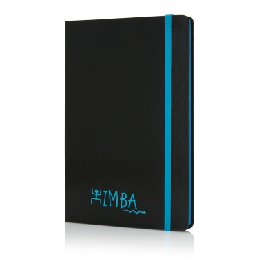 Logo trade promotional merchandise image of: Deluxe hardcover A5 notebook with coloured side