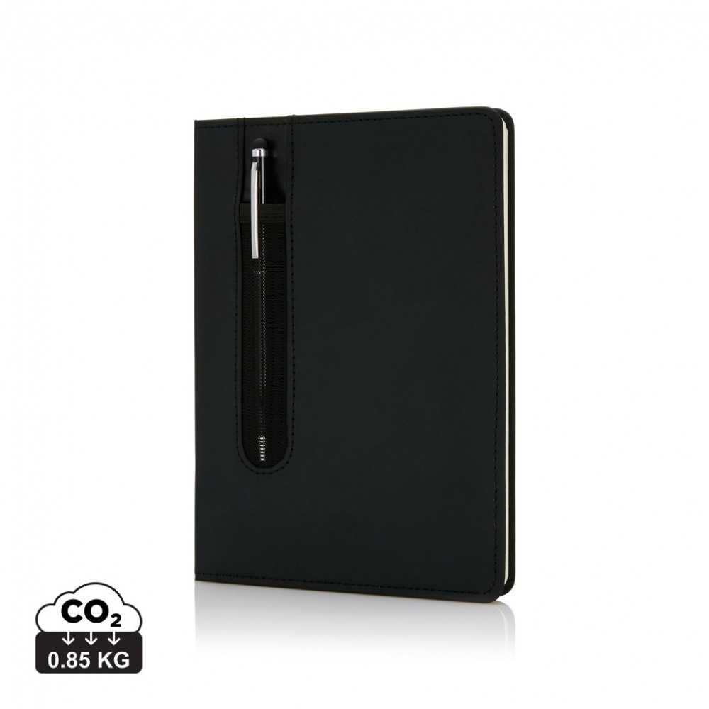 Logo trade promotional items image of: Standard hardcover PU A5 notebook with stylus pen
