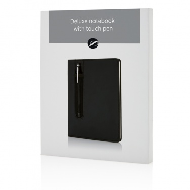 Logo trade promotional products image of: Standard hardcover PU A5 notebook with stylus pen