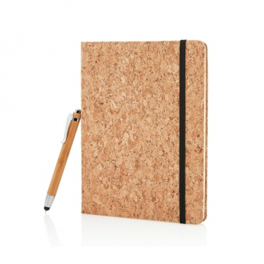 Logotrade promotional gift picture of: A5 notebook with bamboo pen including stylus