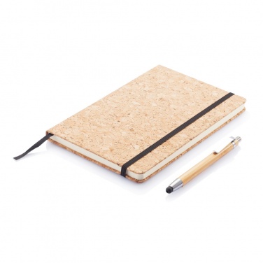 Logo trade promotional product photo of: A5 notebook with bamboo pen including stylus
