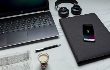 Logo trade corporate gifts picture of: Air 5W wireless charging portfolio A4 w/ 5000 mAh powerbank