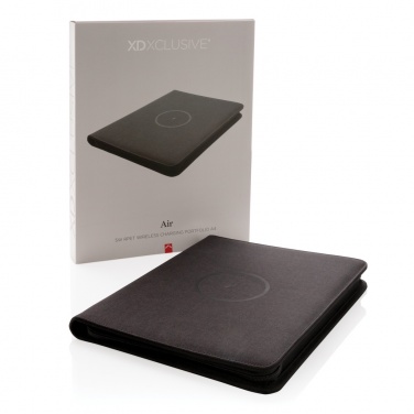 Logo trade promotional gift photo of: Air 5W wireless charging portfolio A4 w/ 5000 mAh powerbank