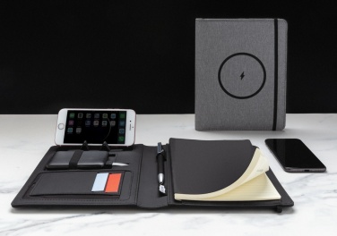 Logotrade promotional merchandise photo of: Air 5W wireless charging notebook with 5000mAh powerbank