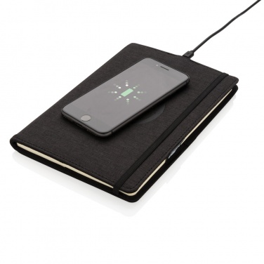 Logo trade promotional merchandise image of: Air 5W wireless charging refillable journal cover A5