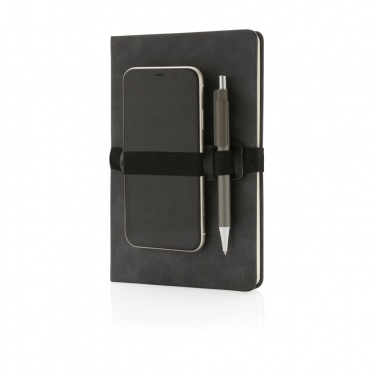 Logotrade promotional item image of: Deluxe hardcover PU notebook A5 with phone and pen holder