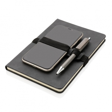 Logotrade promotional merchandise picture of: Deluxe hardcover PU notebook A5 with phone and pen holder