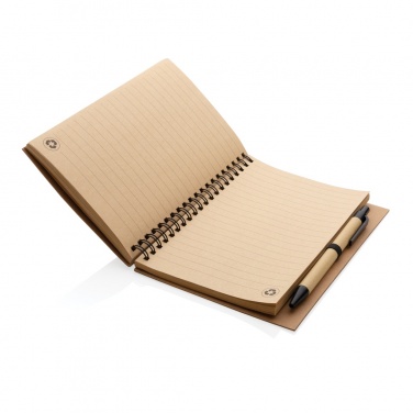 Logo trade business gift photo of: Kraft spiral notebook with pen