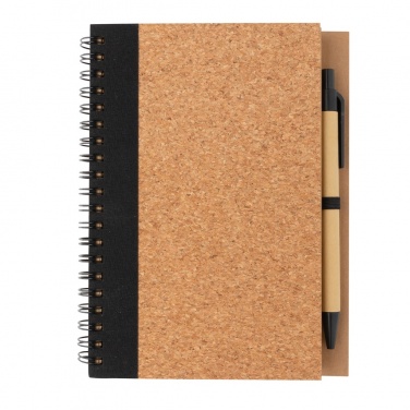 Logo trade promotional merchandise photo of: Cork spiral notebook with pen