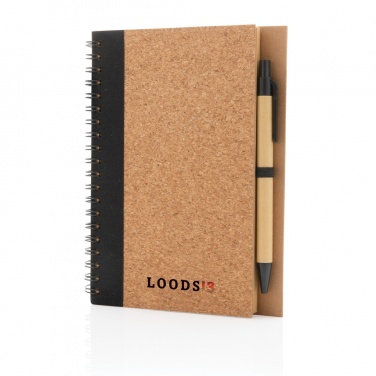 Logo trade advertising products image of: Cork spiral notebook with pen