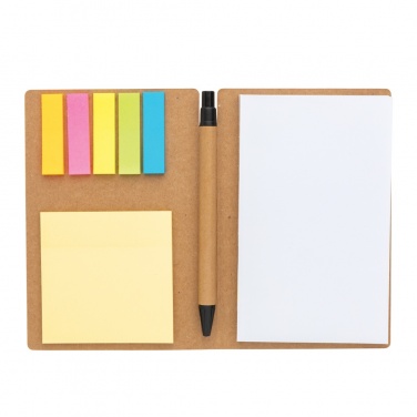 Logo trade promotional items image of: Kraft sticky notes A6 booklet with pen