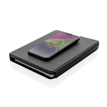 Logotrade corporate gift picture of: Swiss Peak RCS rePU notebook with 2-in-1 wireless charger