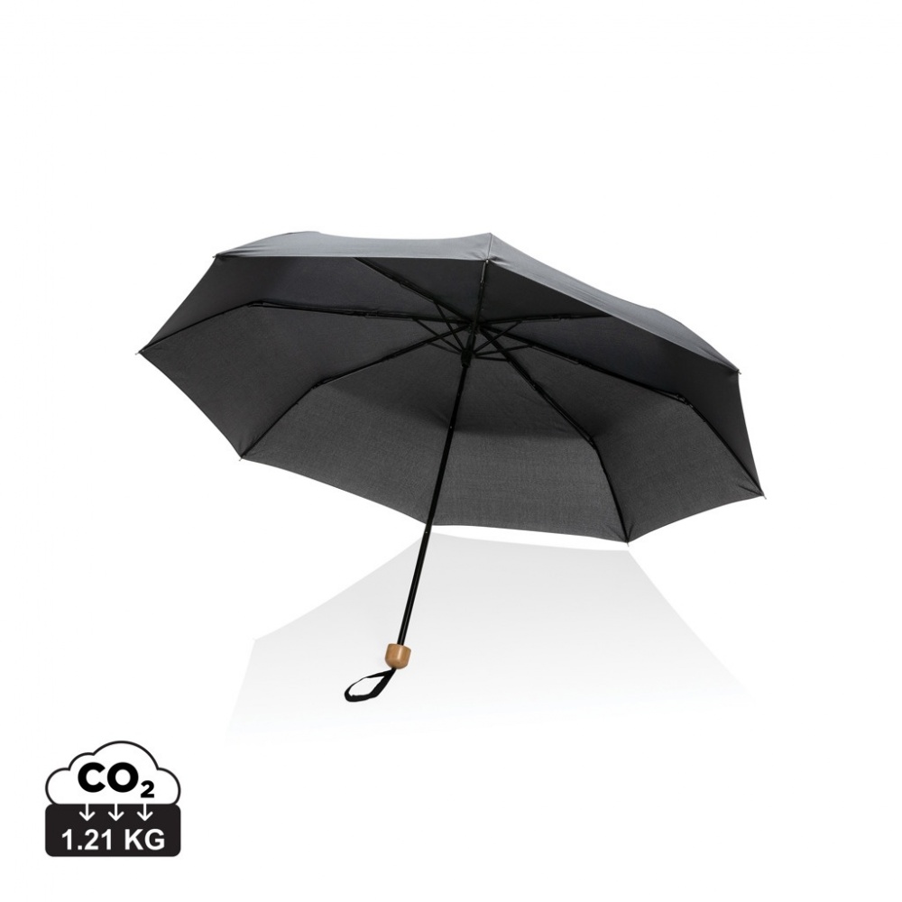 Logo trade promotional items image of: 20.5" Impact AWARE™ RPET 190T Pongee bamboo mini umbrella