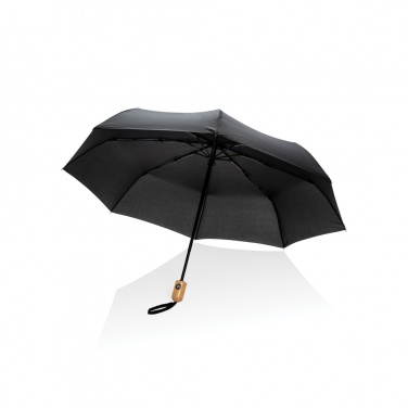 Logo trade promotional products picture of: 21" Impact AWARE™ RPET 190T bamboo auto open/close umbrella