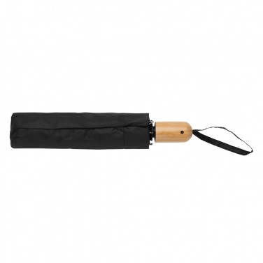 Logotrade corporate gift picture of: 21" Impact AWARE™ RPET 190T bamboo auto open/close umbrella