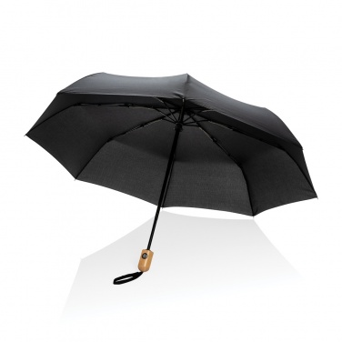 Logo trade promotional items image of: 21" Impact AWARE™ RPET 190T bamboo auto open/close umbrella