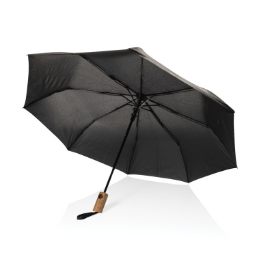 Logotrade promotional merchandise image of: Kaycey 21" AWARE™ RPET Acacia wood mini auto open umbrella