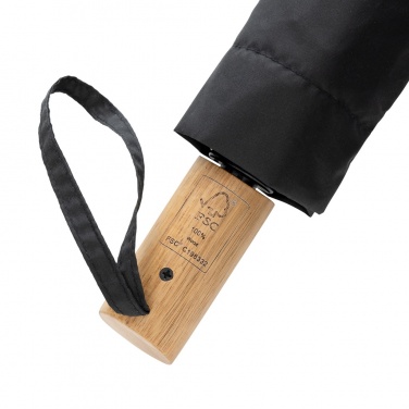 Logotrade business gift image of: Kaycey 21" AWARE™ RPET Acacia wood mini auto open umbrella