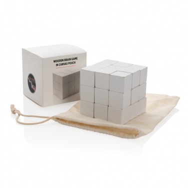 Logo trade advertising products image of: Wooden brain game in canvas pouch