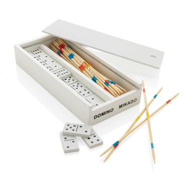 Logo trade promotional merchandise photo of: Deluxe mikado/domino in wooden box