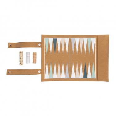 Logo trade promotional giveaway photo of: Britton cork foldable backgammon and checkers game set