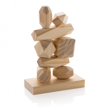 Logotrade promotional item image of: Ukiyo Crios wooden balancing rocks in pouch