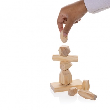 Logo trade business gift photo of: Ukiyo Crios wooden balancing rocks in pouch