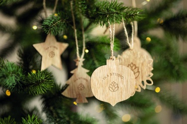 Logo trade promotional gifts image of: Set of wooden Xmas ornaments