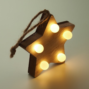 Logo trade promotional gifts image of: Wooden weed star with lights