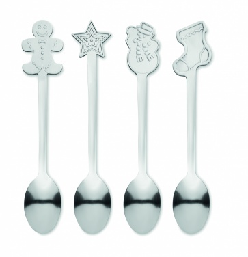 Logo trade advertising products picture of: Set of 4 Christmas tea spoon