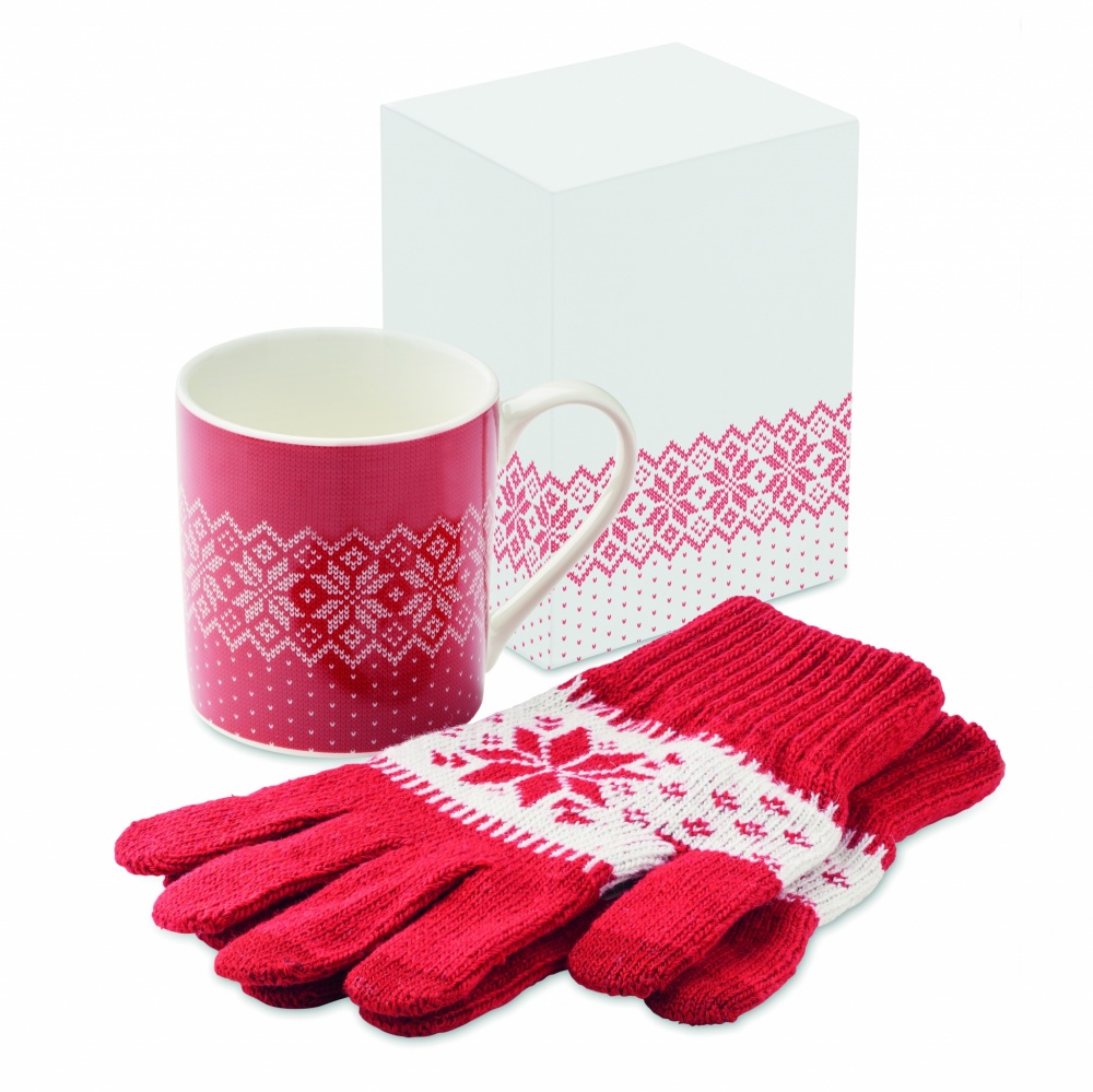Logo trade promotional products image of: Winter gift mug and gloves set