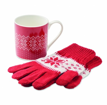 Logo trade promotional merchandise picture of: Winter gift mug and gloves set