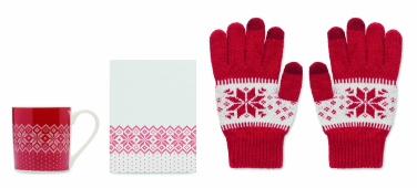 Logo trade promotional giveaways image of: Winter gift mug and gloves set
